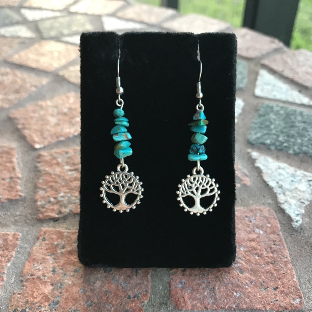π¦Two for $25!Boho Turquoise tree of life earrings - Picture 2 of 7